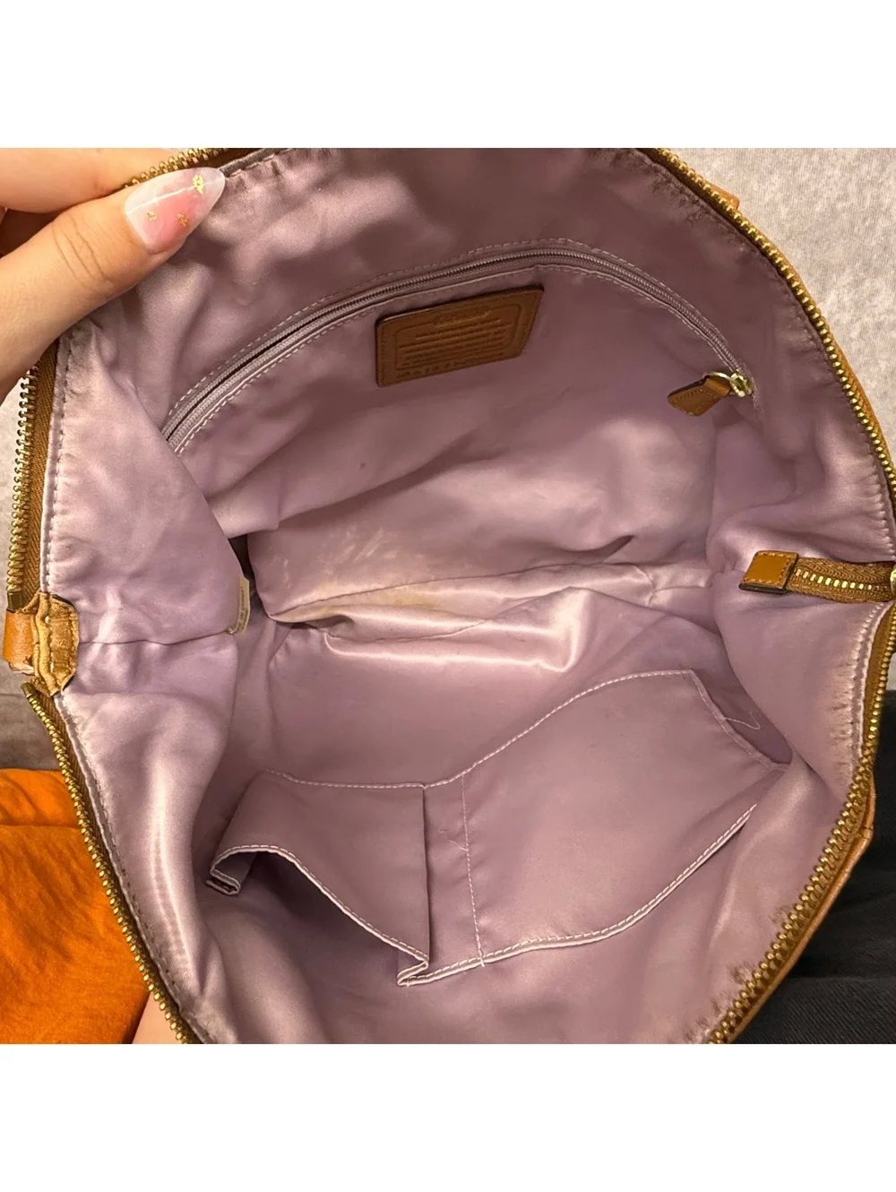Coach Leather Shoulder Bag Satchel Cognac Brown F23684